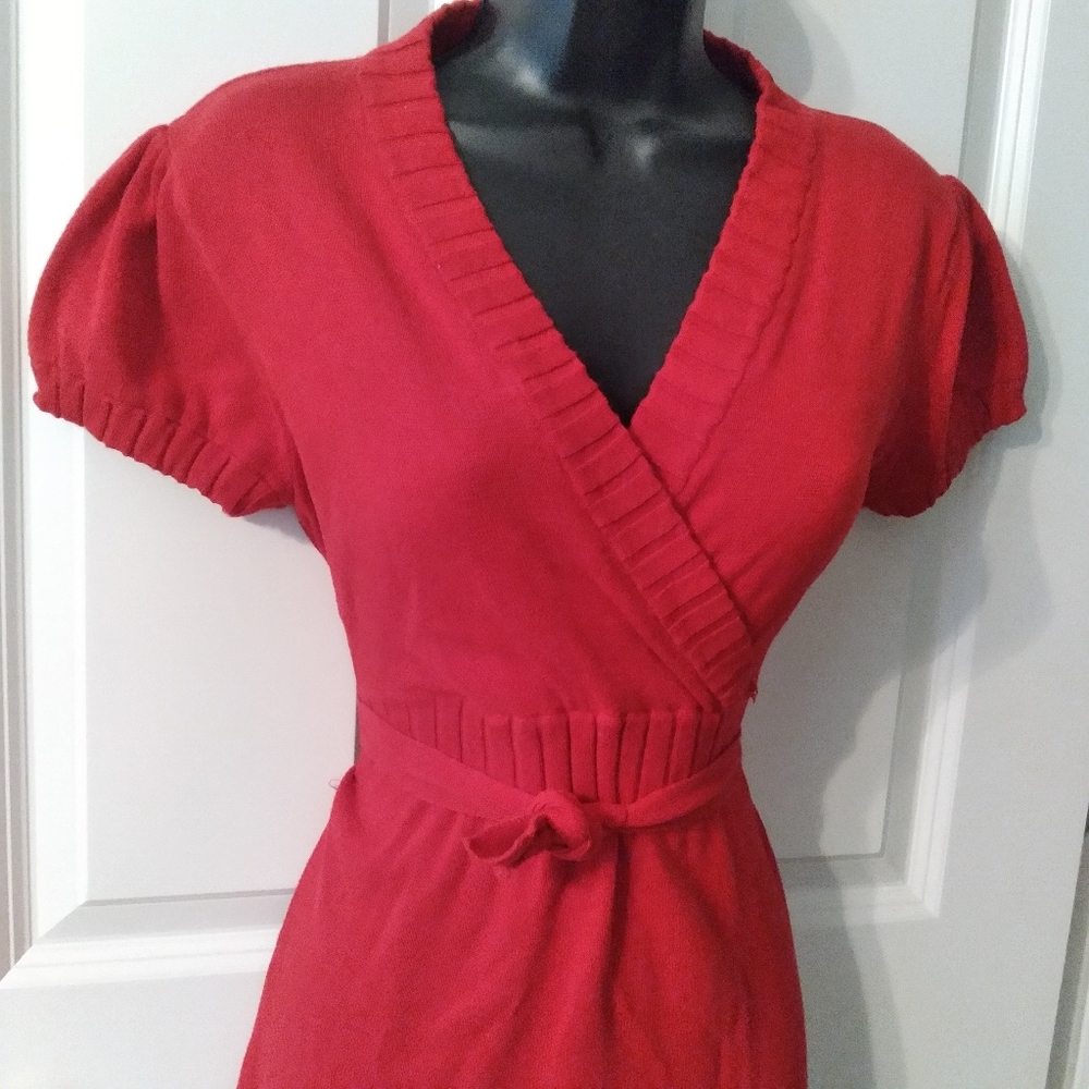 #700 Girls XL xhilaration Knit Dress Red Tie - Picture 4 of 16